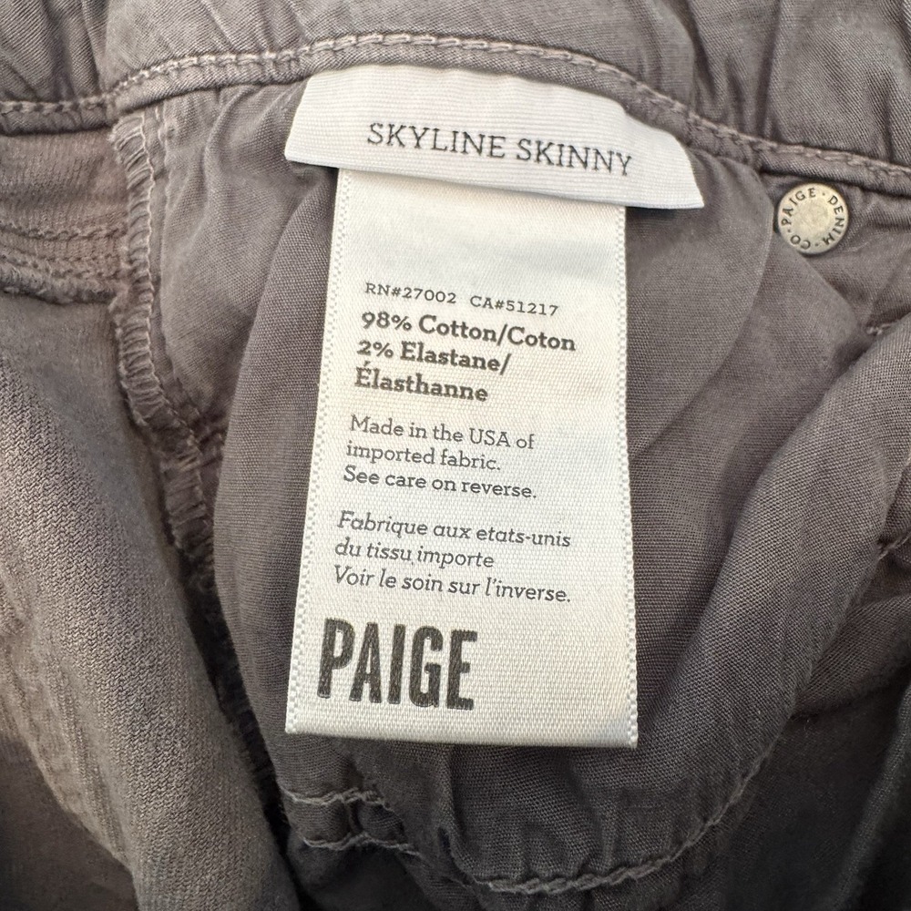 Paige Jeans Womens Size 29 Grey Skyline Skinny Low Rise Stretch Denim USA - Picture 5 of 8